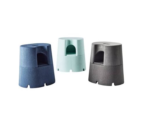set of three stools all colors, blue, green, gray