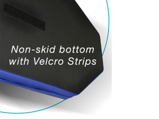 Product with non-skid bottom and Velcro strips on a white background
