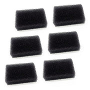 Six black rectangular foam filters on a white background