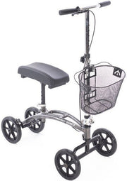 Knee scooter with basket on a white background