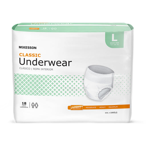 Box of McKesson Classic Underwear on a white background
