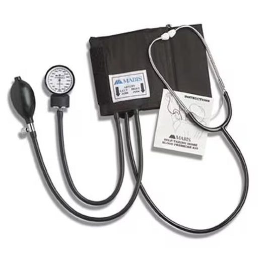 MABIS blood pressure kit with cuff, pump, and stethoscope on a white background