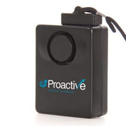 Black personal alarm with 'Proactive Safety Products' logo on a white background