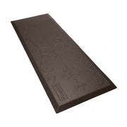 A dark brown rectangular floor mat with an embossed floral scroll pattern and a small 'PROBEK' brand label near one corner, shown on a plain white background.