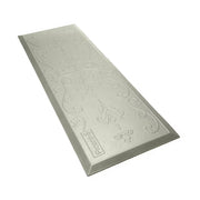 A rectangular gray textured mat with embossed floral and scroll patterns, featuring a small 'PROBEK' brand label near one corner, shown on a plain white background.