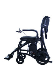 Black electric wheelchair on a white background