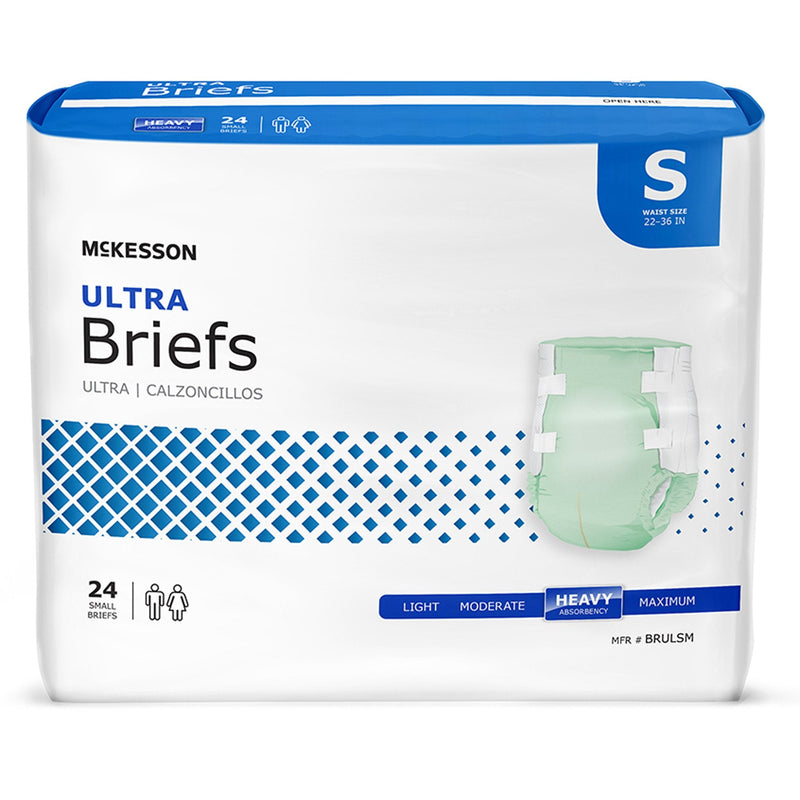 Package of McKesson Ultra Briefs on a white background
