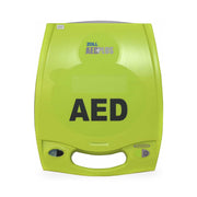 Green AED device with 'ZOLL' branding on a white background