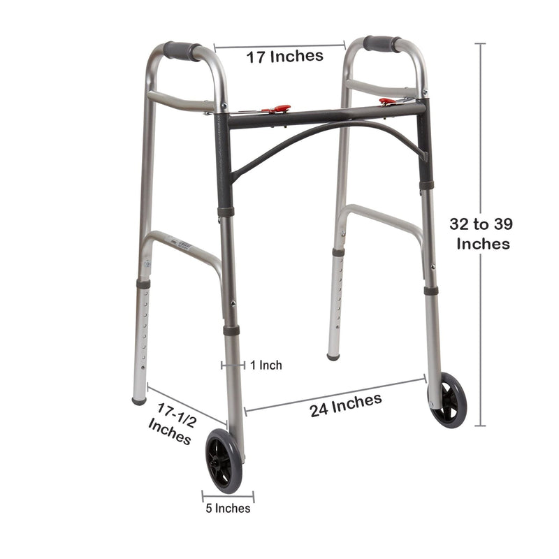 146-10210-4

McKesson adult Aluminum Folding Walker with Wheels specifications