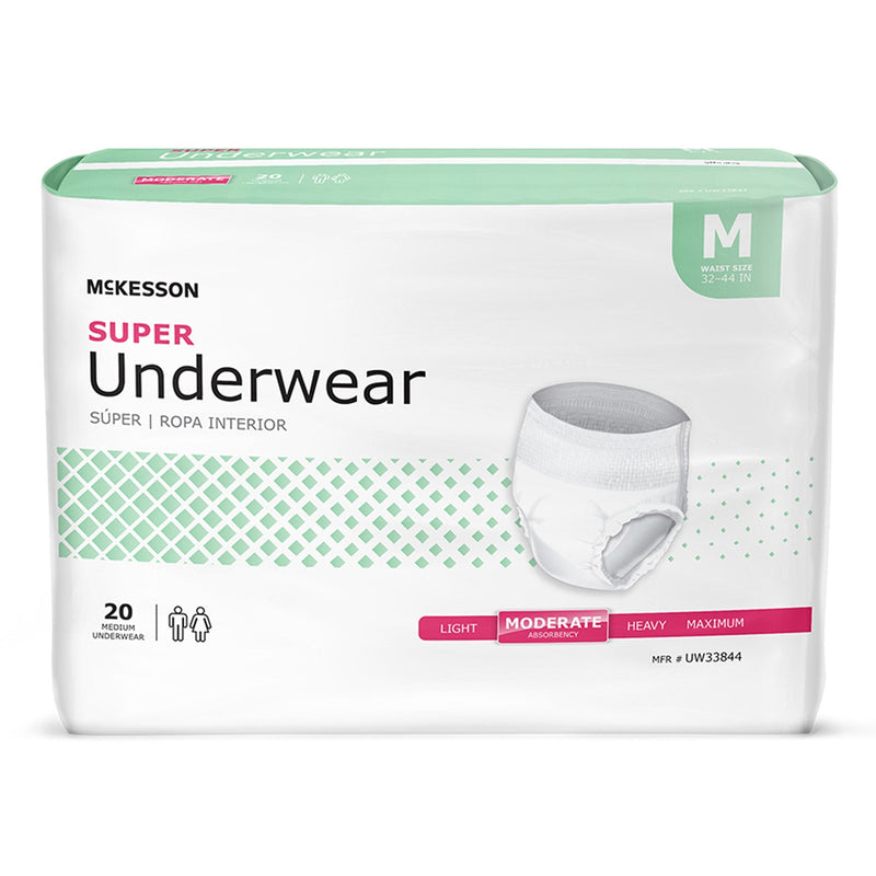 Package of McKesson Super Underwear on a white background