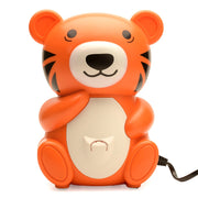 Orange tiger-shaped nebulizer on a white background