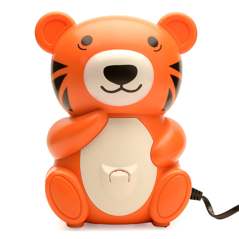 Orange tiger-shaped nebulizer on a white background
