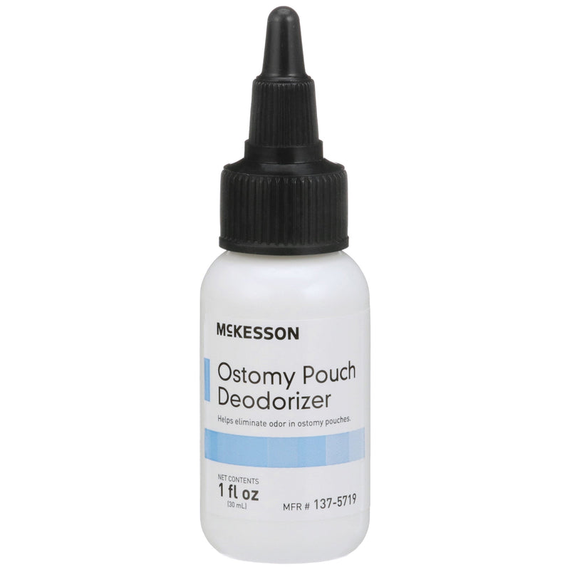Bottle of McKesson Ostomy Pouch Deodorizer on a white background