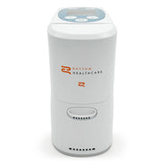 A white concentrator with a digital display and buttons on top, featuring the 'Rhythm Healthcare' logo in orange and black on the front, set against a plain white background.
