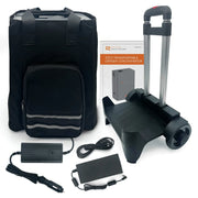 Transportable oxygen concentrator with accessories on a white background