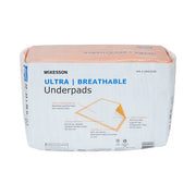 Package of McKesson ultra breathable underpads on a white background