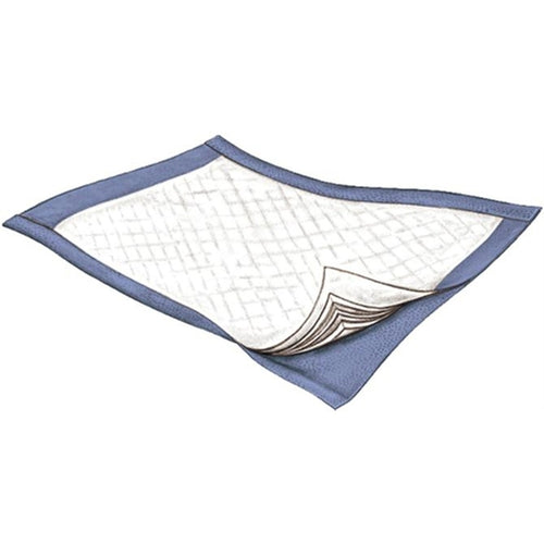 Blue and white quilted mat on a white background