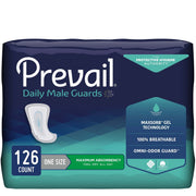 Package of Prevail Daily male Guards with product details on a white background