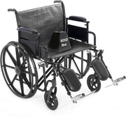 Black wheelchair with a weight capacity indicator on a white background