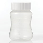 Clear plastic bottle with a white cap on a white background
