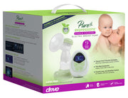 Pure Expressions electric breast pump packaging with a baby and mother illustration.