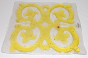 Yellow letter 'S' shaped mold on a white background
