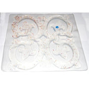 Clear silicone mold with horse-shaped cavities on a white background