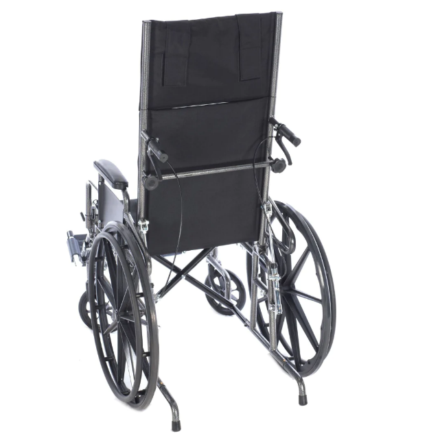 Black manual wheelchair on a white background