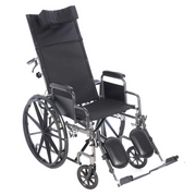 Black wheelchair with reclining backrest on a white background