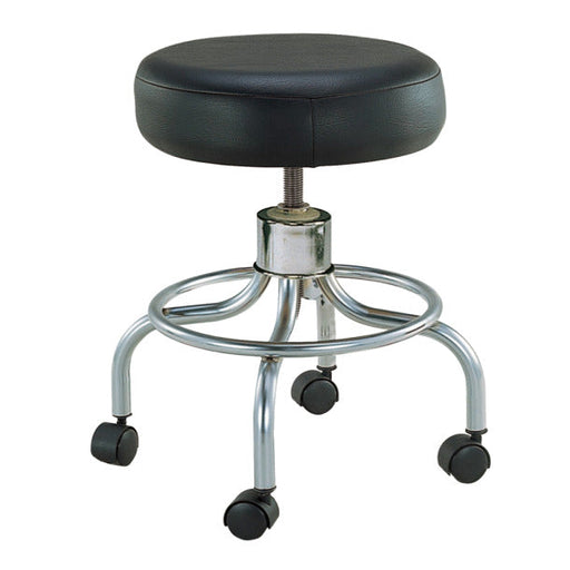 Black stool with wheels on a white background