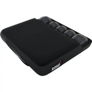 Black wheelchair cushion with 'ROHO' branding on a white background