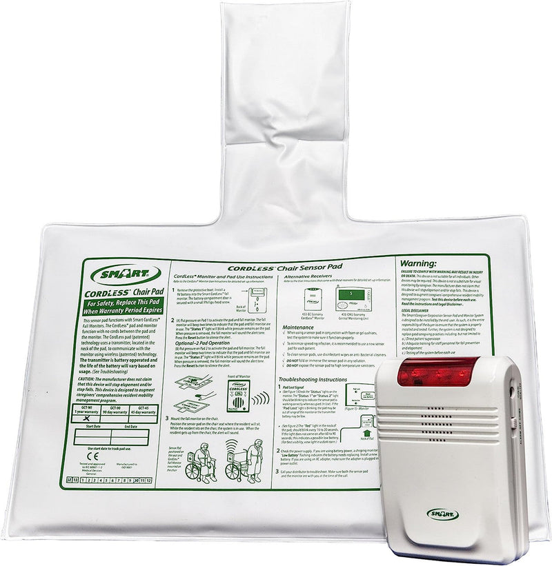 SpliFit cordless chair pad with packaging and warning label on a white background
