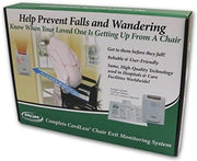 Box for a chair exit monitoring system with text on preventing falls and wandering.