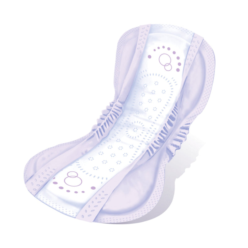 Light purple sanitary pad on a white background