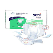 Seni Super Plus adult diaper packaging with product display on a white background