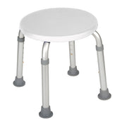 Round shower stool with adjustable height on a white background