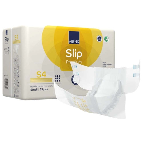Packaging of Abena Slip Premium bladder protection briefs on a white background