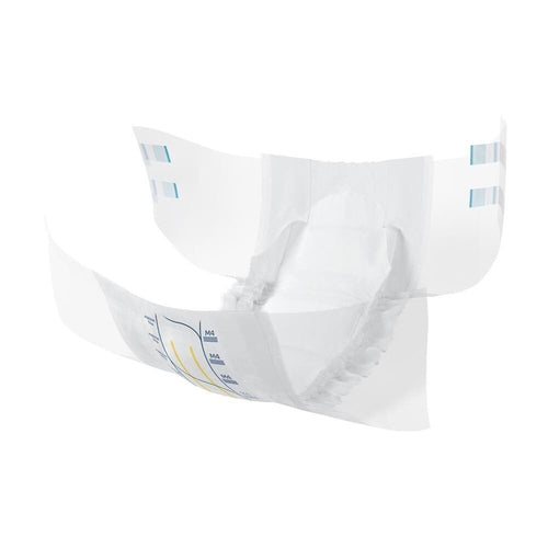 White medical device with blue labels on a white background