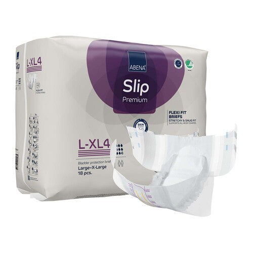 Pack of Abena Slip Premium large-XLarge briefs with a white background
