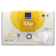 Pack of Abena Slip Premium bladder protection briefs on a white background