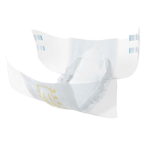 White face mask with blue straps on a white background