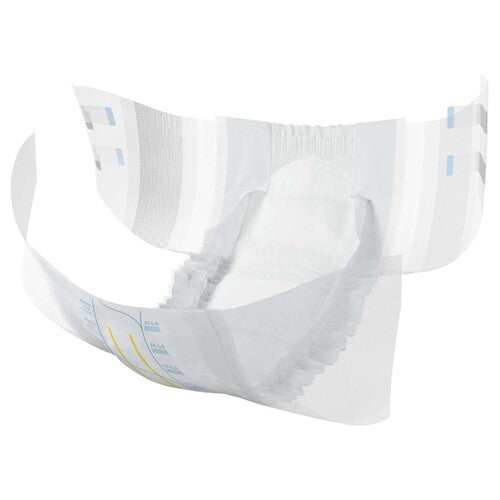 White diaper with a clear plastic cover on a white background