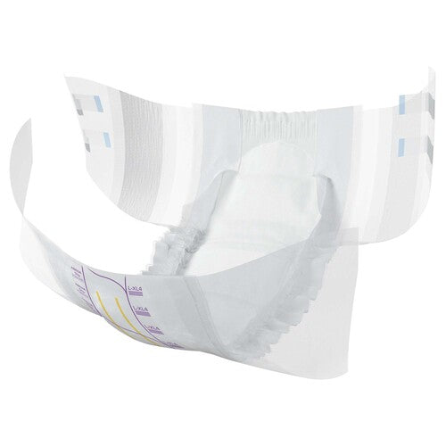 White diaper with a clear plastic cover on a white background