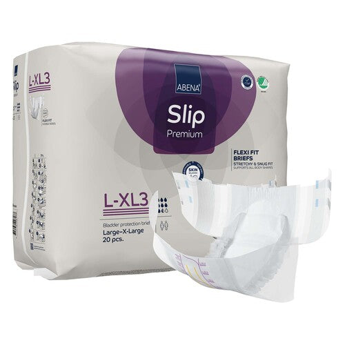 Pack of Abena Slip Premium large-X-large bladder protection briefs on a white background