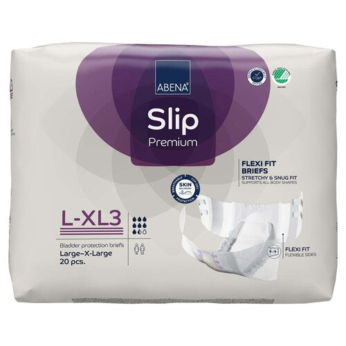 Pack of Abena Slip Premium large-X-large bladder protection briefs on a white background