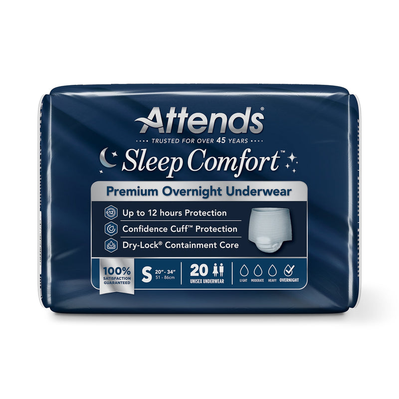 Attends Sleep Comfort premium overnight underwear packaging on a white background