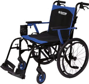 Blue and black wheelchair with 'Journey' branding on a white background