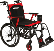 Black and red wheelchair with 'Journey' branding on a white background