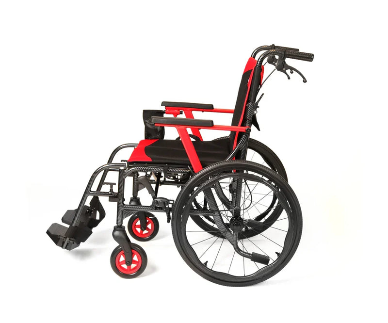 Wheelchair with red accents on a white background
