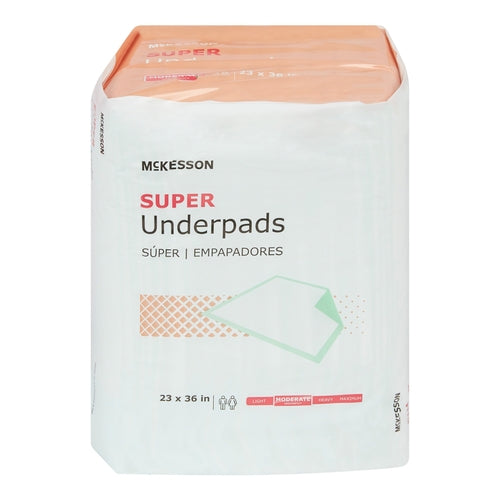 Box of McKesson Super Underpads on a white background